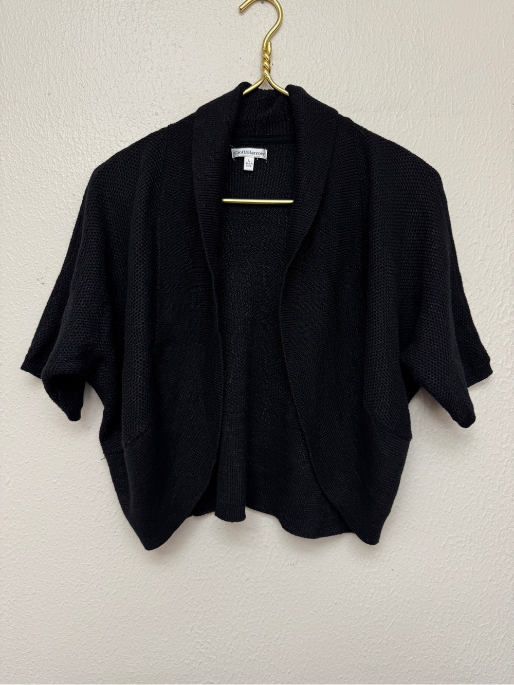Croft & Barrow Black Short-Sleeve Open Cardigan Sweater Large